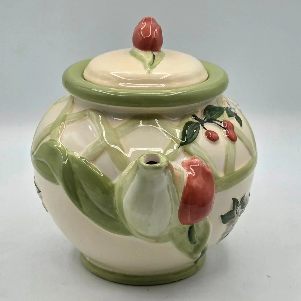 Pfaltzgraff Garden Party Ceramic Teapot‎ Floral Cottage Core Decor